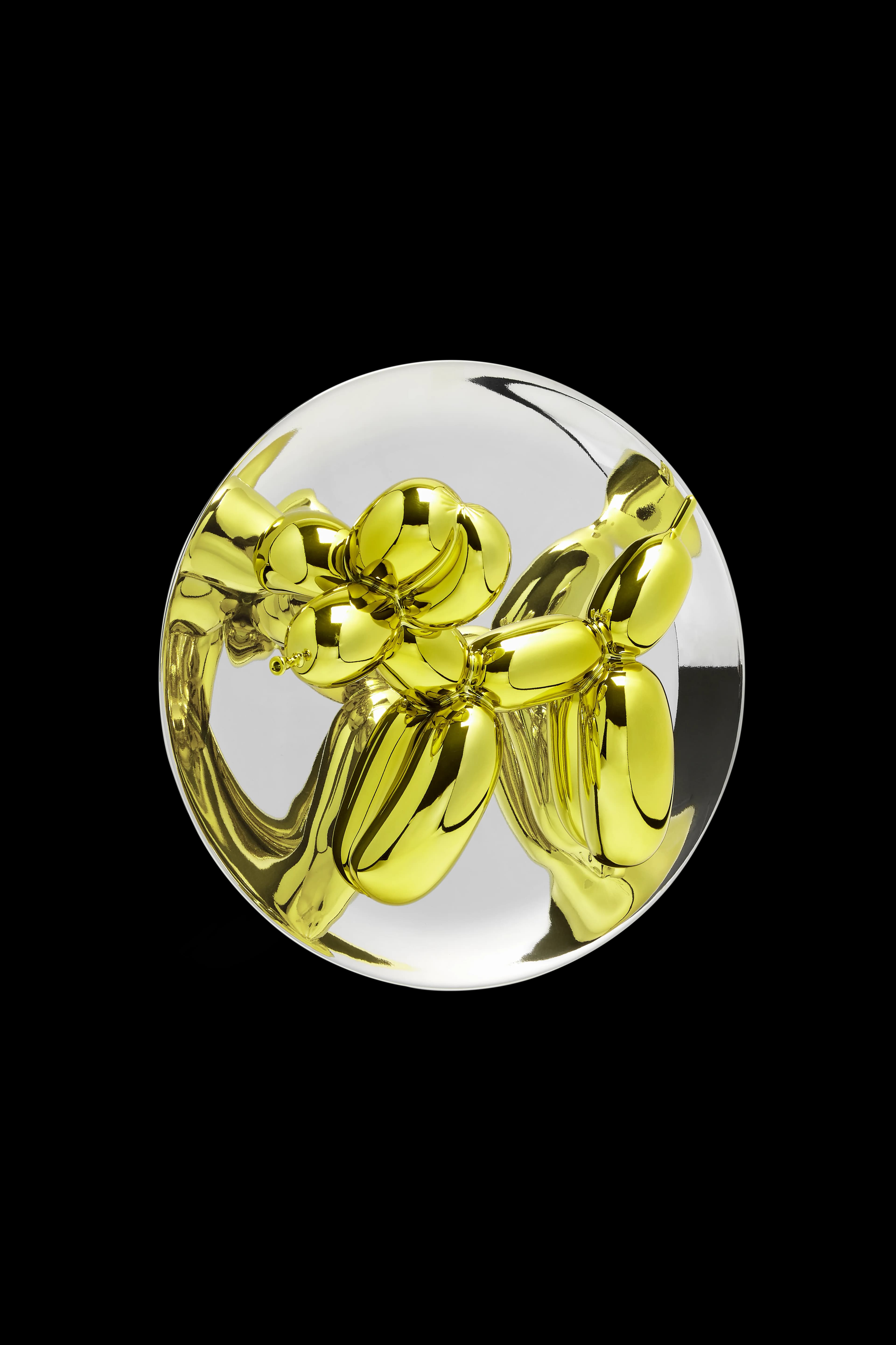 Jeff Koons Balloon Dog sculpture in yellow