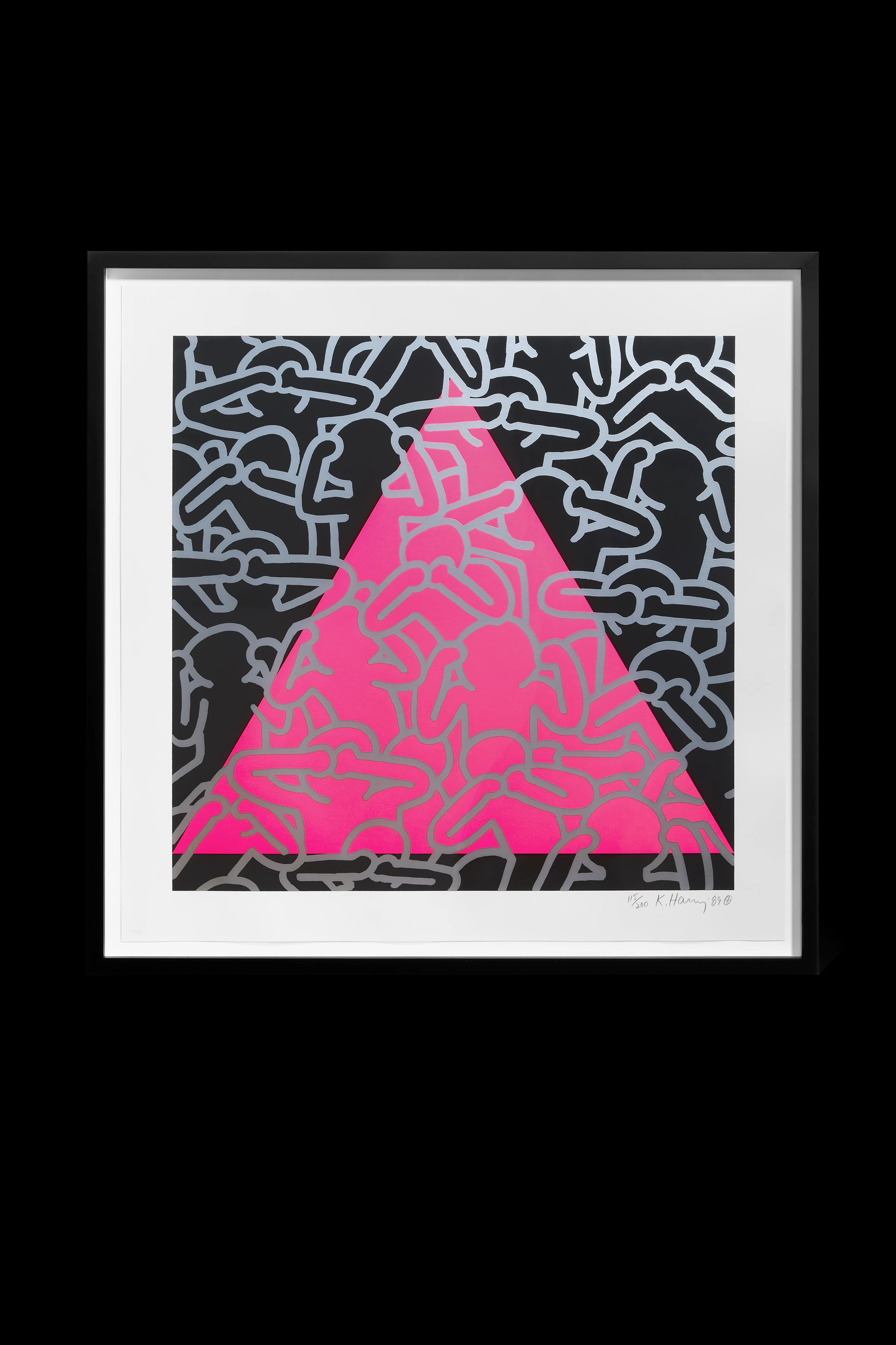 Keith Haring Silence Equals Death print, framed